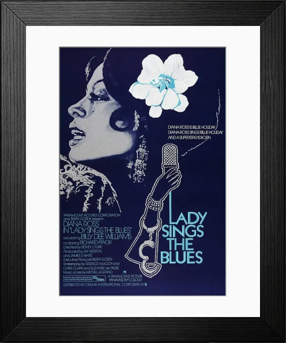 Framed Print : LADY SINGS THE BLUES, British poster, Diana Ross, 1972