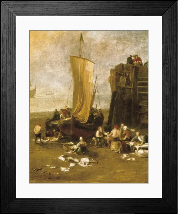 Framed Print : TURNER, Joseph Mallord William (1775-1851). Sun rising through Vapour: Fishermen cleaning and selling fish. ca. 1807. Detail. Romanticism. Oil on canvas. UNITED KINGDOM. London Framed Print : TURNER, Joseph Mallord William (1775-1851). Sun rising through Vapour: Fishermen cleaning and selling fish. ca. 1807. Detail. Romanticism. Oil on canvas. UNITED KINGDOM. London