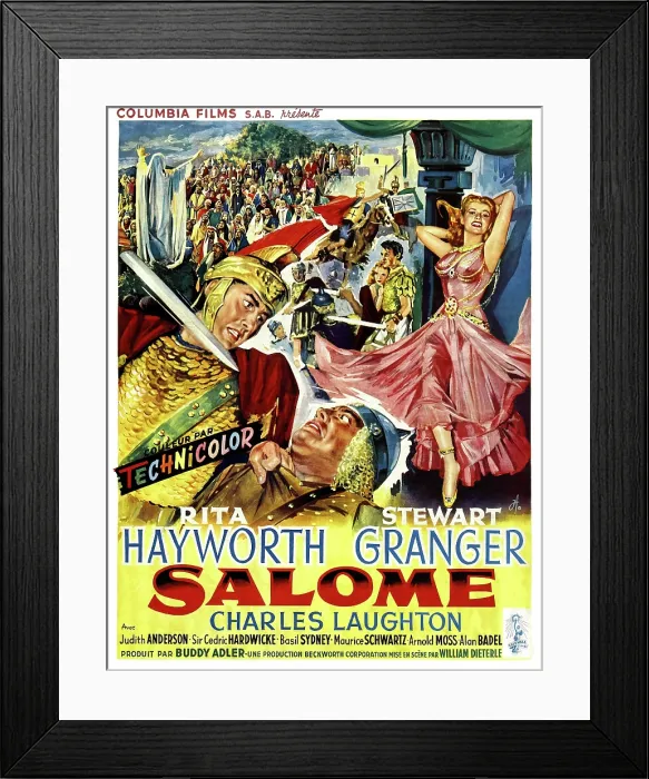 Framed Print : SALOME, Stewart Granger (left), Rita Hayworth (right), (Belgian poster art), 1953 Framed Print : SALOME, Stewart Granger (left), Rita Hayworth (right), (Belgian poster art), 1953