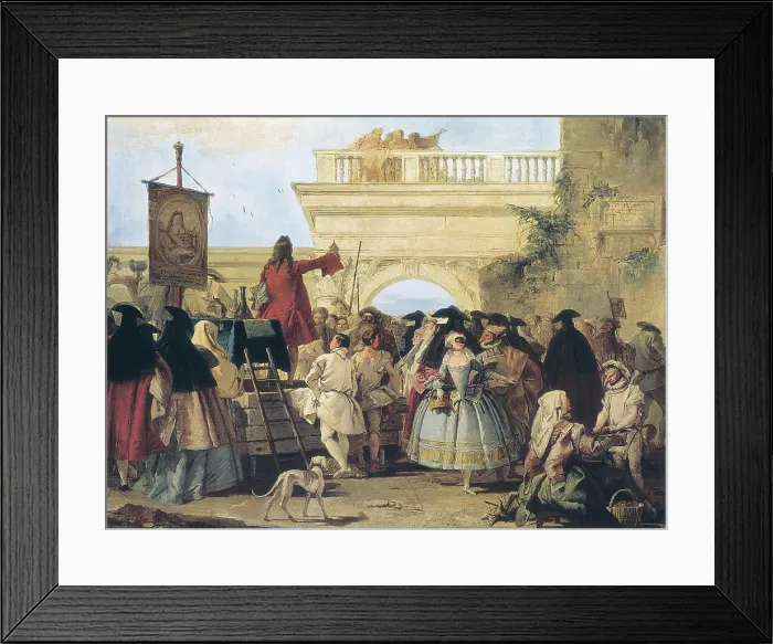 Framed Print : TIEPOLO, Giovanni Domenico (1727-1804). The Charlatan. 1756. Bequest of Francesc Camb. Renaissance art. Cinquecento. Venetian school. Oil on canvas. SPAIN. Barcelona