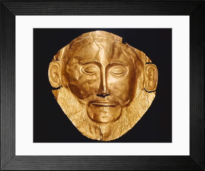 Framed Print : Funerary mask og Agamemnon. ca. 1550 BC. Mycenaean art. Jewelry. GREECE. Athens. National Museum of Archaeology. Proc: GREECE. Mycenae. AISA / Everett Collection**US SALES ONLY**
