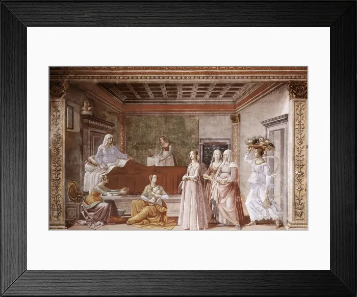 Framed Print : GHIRLANDAIO, Domenico di Tommaso Bigordi, called (1449-1494). Birth of St John the Baptist. 1486-1490. ITALY. Florence