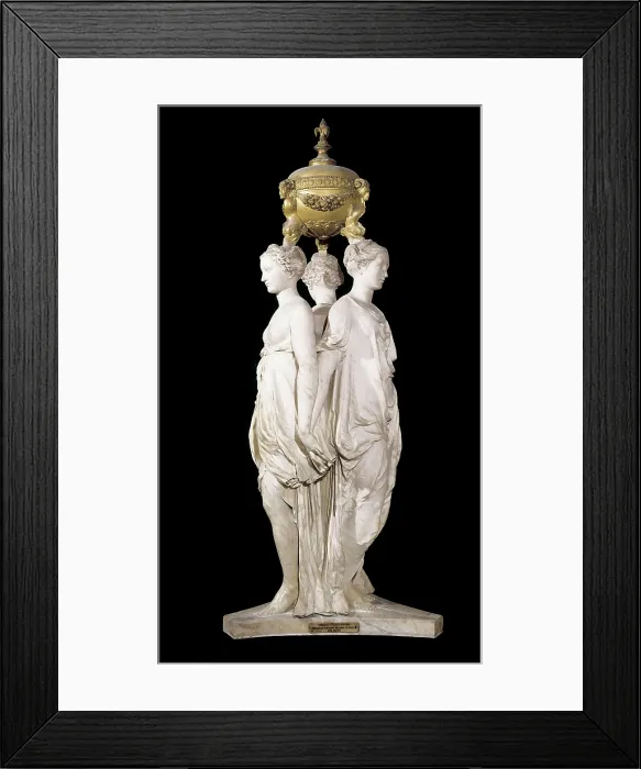 Framed Print : PILON, Germain (1537-1590). The Three Graces. 1559. Executed for the tomb of Henri II at Saint Denis. The group holds an urn with the heart of Henri II. Mannerism art