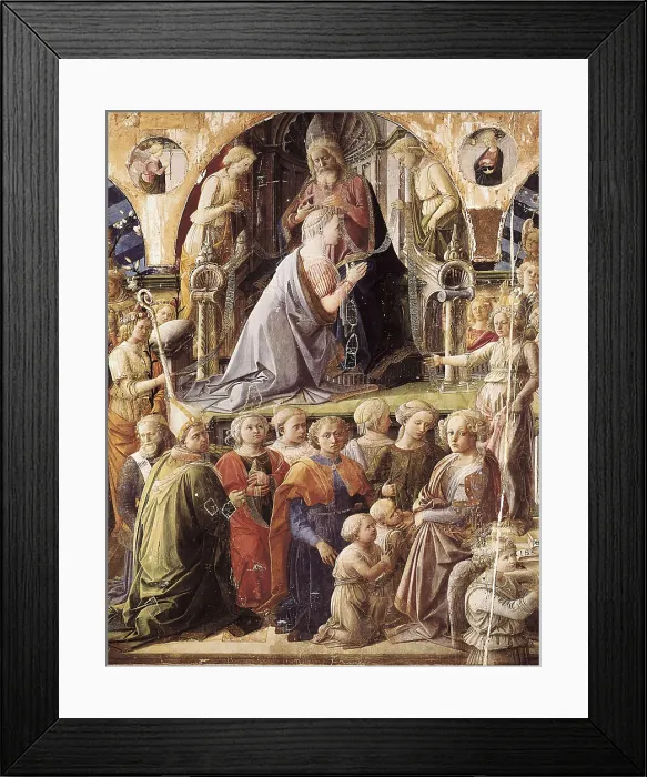 Framed Print : Lippi, Fra Filippino (1406-1469). The Coronation of the Virgin. 1441 - 1447. Central detail. Renaissance art. Quattrocento. Tempera on wood. ITALY. Florence Framed Print : Lippi, Fra Filippino (1406-1469). The Coronation of the Virgin. 1441 - 1447. Central detail. Renaissance art. Quattrocento. Tempera on wood. ITALY. Florence