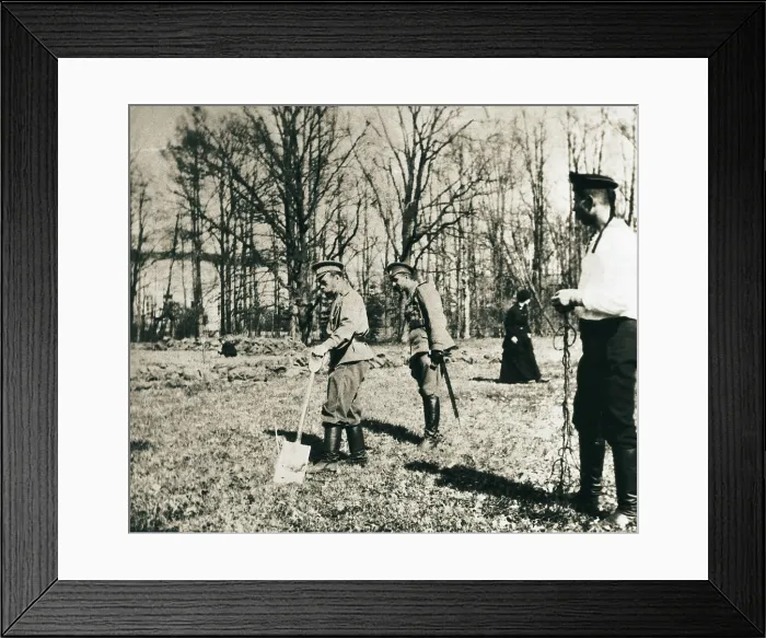 Framed Print : Nicholas II. Nicholas II arrested with his guards in Tsarskoye Selo, at the outskirts of St. Petersburg, in spring. RUSSIA. SAINT PETERSBURG. Saint Petersburg
