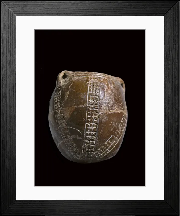 Framed Print : Vase. 6th mil. - 4th mil. BC. Neolithic art. Ceramics. SPAIN. Cordoba. Archaeological Museum of Cordoba. Proc: SPAIN. Zuheros. Cave of the Bats