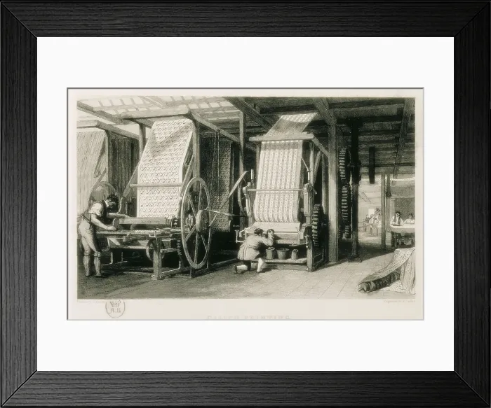 Framed Print : England. Industrial Revolution (19th c.). Textile printing workshop. Engraving. FRANCE. Paris. National Library. AISA / Everett Collection**US SALES ONLY** Framed Print : England. Industrial Revolution (19th c.). Textile printing workshop. Engraving. FRANCE. Paris. National Library. AISA / Everett Collection**US SALES ONLY**