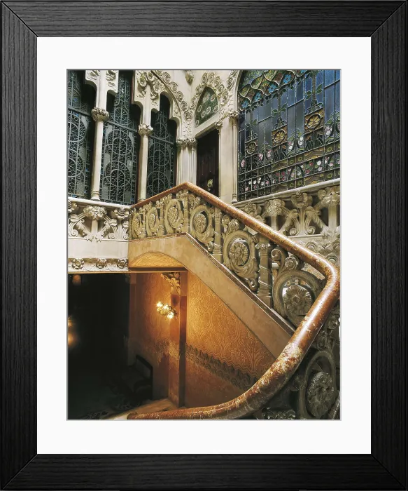 Framed Print : DOMENECH I MONTANER, Lluis (1850-1923). Navs House. 1901-1907. SPAIN. Reus. Navs House. Stairs from the main entrance. Modernism. Architecture
