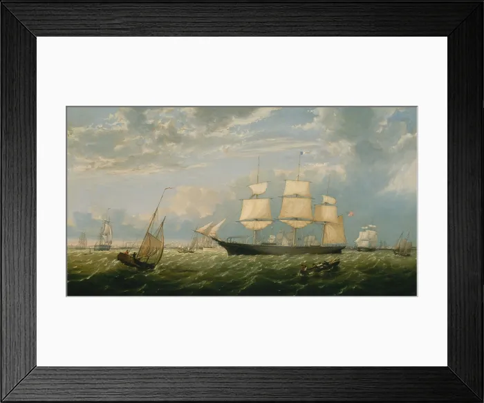 Framed Print : THE GOLDEN STATE ENTERING NEW YORK HARBOR, by Fitz Henry Lane, 1854, American oil painting