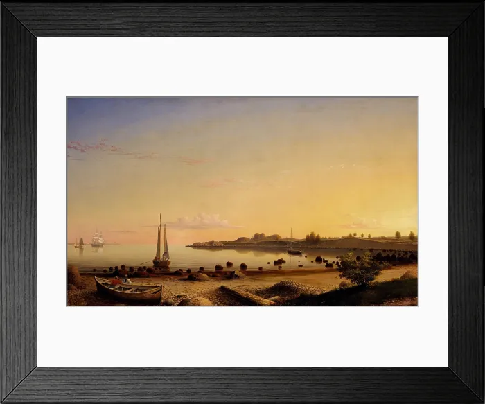 Framed Print : STAGE FORT ACROSS GLOUCESTER HARBOR, by Fitz Henry Lane, 1862, American painting, oil on canvas