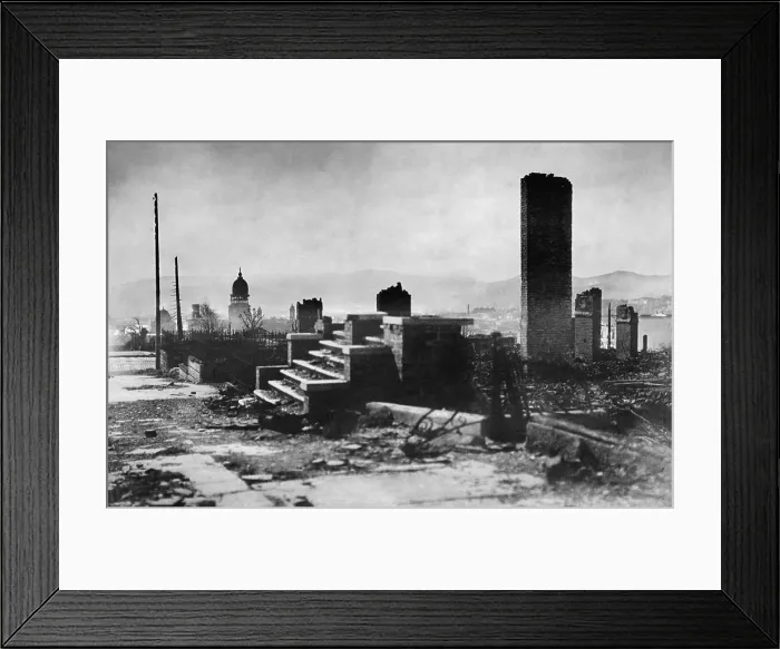 Framed Print : Step and chimney remain of a house after the April 18, 1906, San Francisco earthquake and fire. Photo by Arnold Genthe (BSLOC_2017_17_22) Framed Print : Step and chimney remain of a house after the April 18, 1906, San Francisco earthquake and fire. Photo by Arnold Genthe (BSLOC_2017_17_22)
