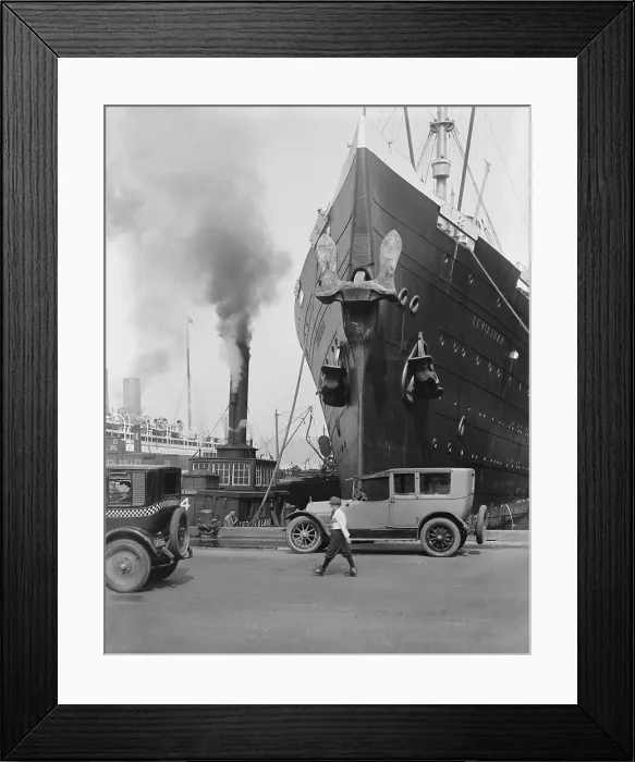Framed Print : The ocean liner Leviathan at a New York City pier, c. 1920s