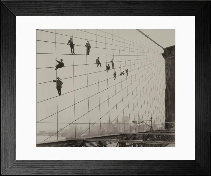 Framed Print : Painters on the Brooklyn Bridge Suspender Cables, October 7, 1914. Photo by Eugene de Salignac (BSLOC_2016_10_183) Framed Print : Painters on the Brooklyn Bridge Suspender Cables, October 7, 1914. Photo by Eugene de Salignac (BSLOC_2016_10_183)