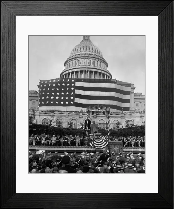 Framed Print : American Flag Association drapes the capitol with a massive display of stars and stripes. June 10, 1929 (BSLOC_2016_10_186)