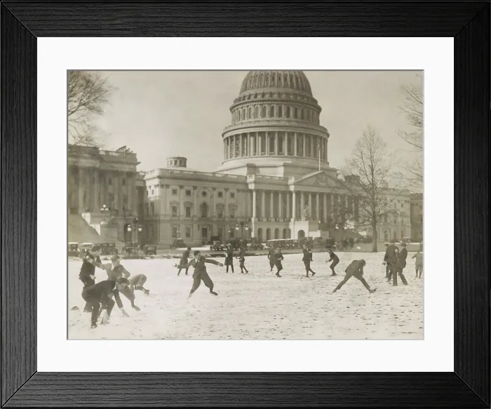 Framed Print : A Republican vs. Democratic snow ball battle at the Capitol among Senate page boys, Dec. 14, 1923 (BSLOC_2016_10_188) Framed Print : A Republican vs. Democratic snow ball battle at the Capitol among Senate page boys, Dec. 14, 1923 (BSLOC_2016_10_188)