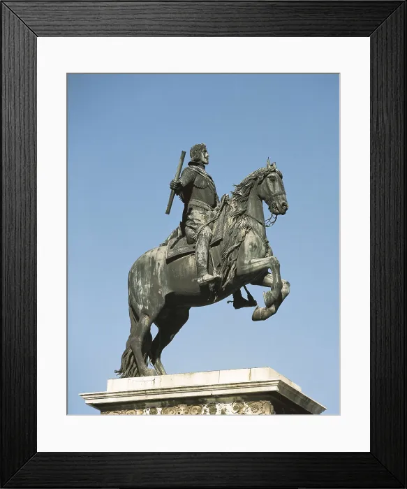 Framed Print : TACCA, Pietro (1577-1640). Equestrian statue of Philip IV. beg. 17th c. SPAIN. Madrid. Placed in Plaza de Oriente, Madrid. Sculpture on bronze