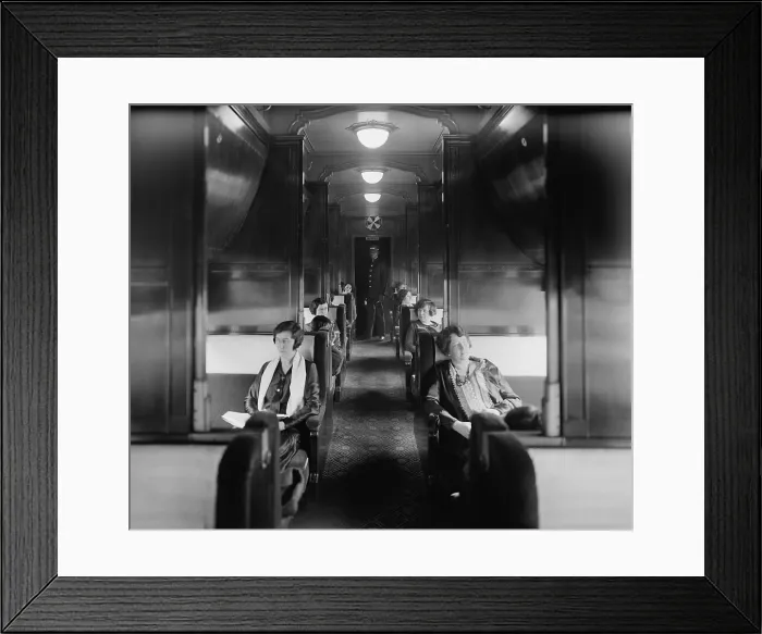 Framed Print : Passengers and an African American Porter in Pullman Car on the Southern Railway in the 1920s