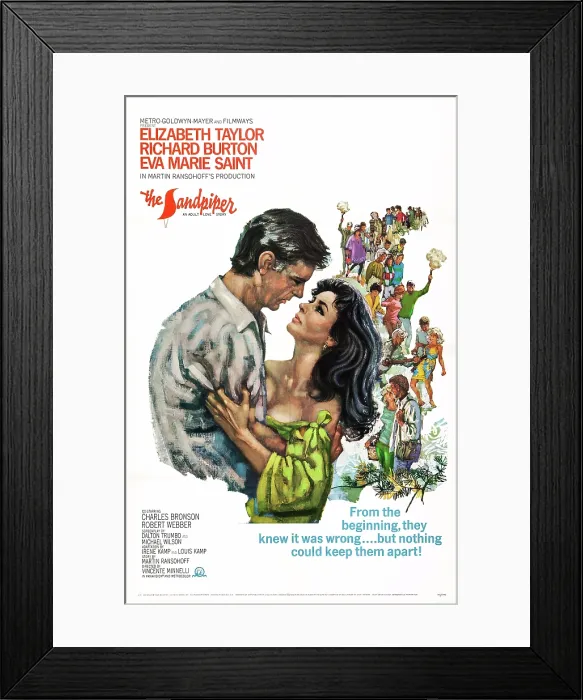 Framed Print : THE SANDPIPER, US poster art, from left: Richard Burton, Elizabeth Taylor, 1965 Framed Print : THE SANDPIPER, US poster art, from left: Richard Burton, Elizabeth Taylor, 1965