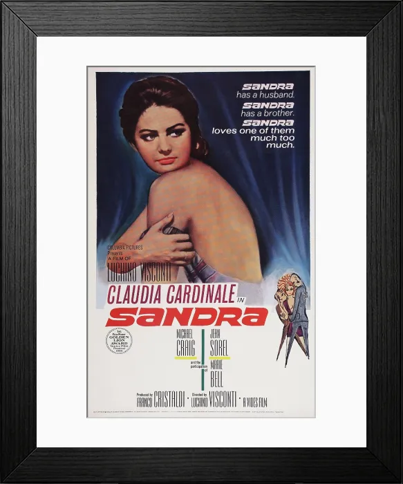 Framed Print : SANDRA, (aka VAGHE STELLE DELL'ORSA), US poster art, Claudia Cardinale, 1965 Framed Print : SANDRA, (aka VAGHE STELLE DELL'ORSA), US poster art, Claudia Cardinale, 1965