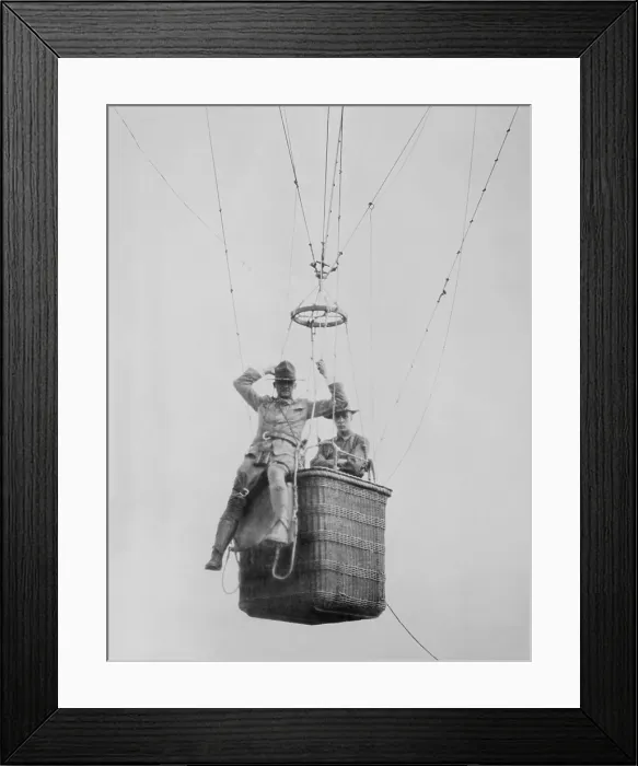 Framed Print : U.S. soldier about to make a parachute jump from the gondola of a balloon, c. 1920s (BSLOC_2016_10_175)