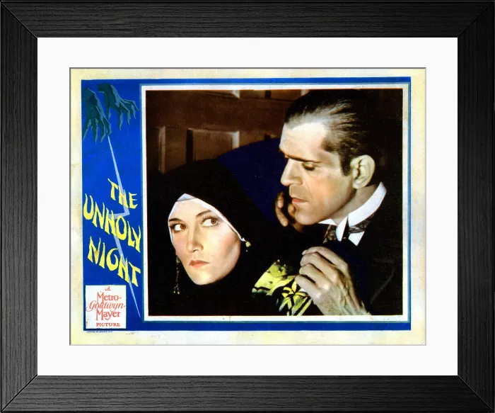 Framed Print : THE UNHOLY NIGHT, lobbycard, from left: Dorothy Sebastian, Boris Karloff, 1929