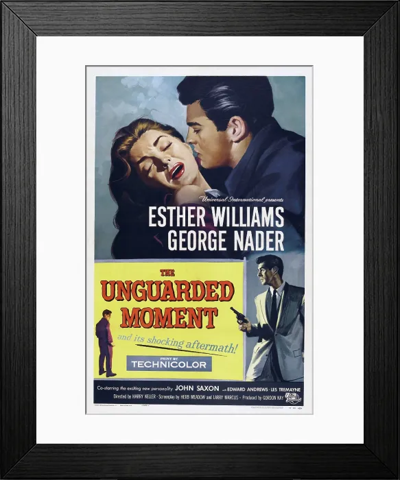 Framed Print : THE UNGUARDED MOMENT, US poster, top from left: Esther Williams, John Saxon, bottom from left: John Saxon, George Nader, 1956 Framed Print : THE UNGUARDED MOMENT, US poster, top from left: Esther Williams, John Saxon, bottom from left: John Saxon, George Nader, 1956