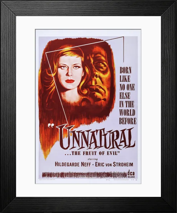 Framed Print : MANDRAGORE, (aka UNNATURAL, aka ALRAUNE), US poster art, from left: Hildegard Knef, Erich von Stroheim, 1952