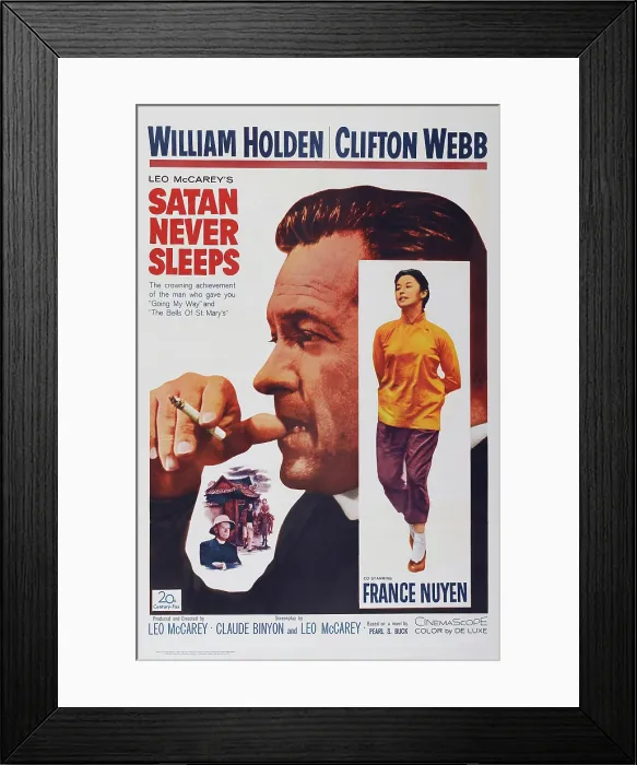 Framed Print : SATAN NEVER SLEEPS, US poster art, from left: William Holden, France Nuyen, 1962. TM & Copyright 20th Century Fox Film Corp. All rights reserved / courtesy Everett Collection Framed Print : SATAN NEVER SLEEPS, US poster art, from left: William Holden, France Nuyen, 1962. TM & Copyright 20th Century Fox Film Corp. All rights reserved / courtesy Everett Collection