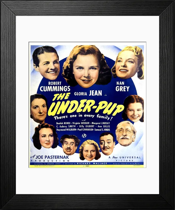 Framed Print : THE UNDER-PUP, US poster art, top from left: Robert Cummings, Gloria Jean, Nan Grey; bottom from left: Beulah Bondi, Margaret Lindsay, Billy Gilbert, Ann Gillis, Raymond Walburn