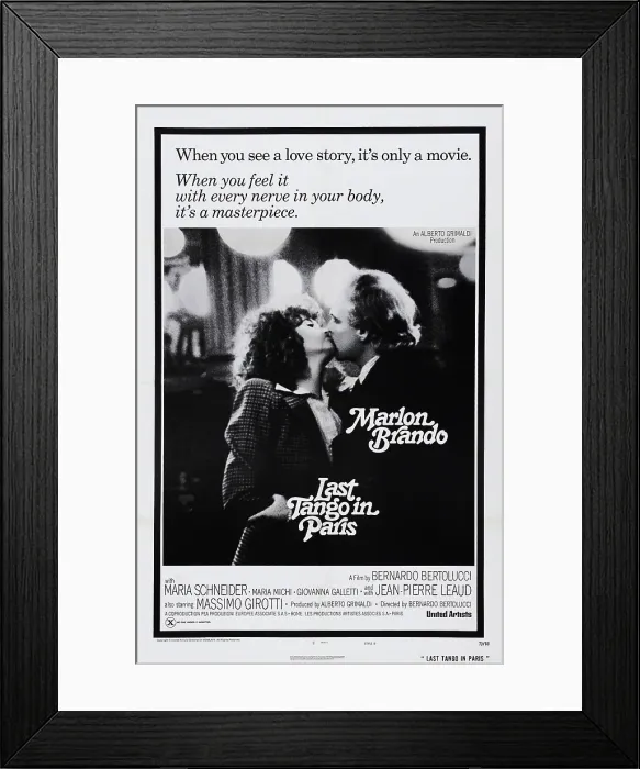 Framed Print : LAST TANGO IN PARIS, US poster, from left: Maria Schneider, Marlon Brando, 1972 Framed Print : LAST TANGO IN PARIS, US poster, from left: Maria Schneider, Marlon Brando, 1972