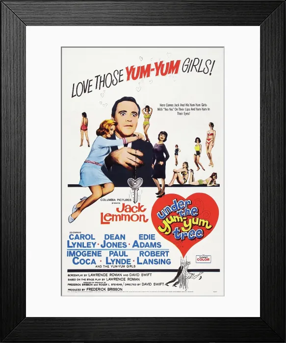 Framed Print : UNDER THE YUM YUM TREE, US poster art, top, first, second and third from left: Carol Lynley, Jack Lemmon, Edie Adams, 1963