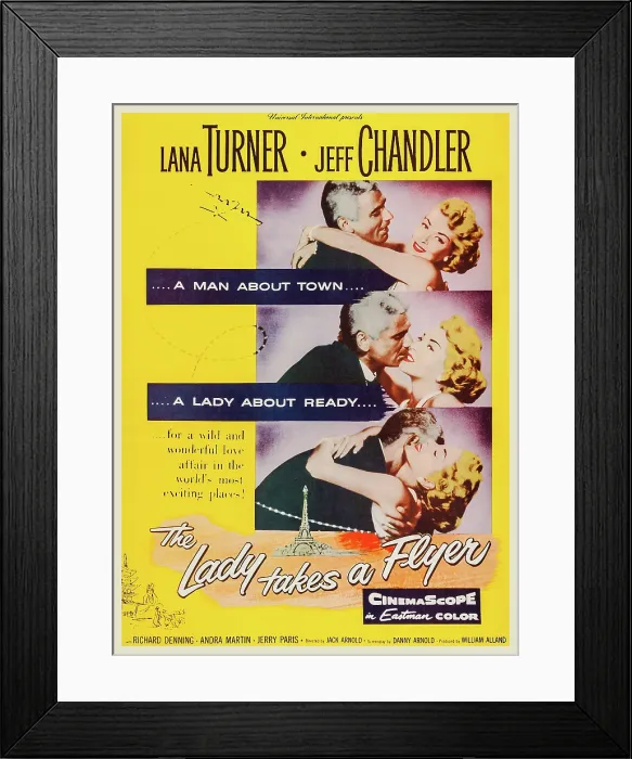 Framed Print : THE LADY TAKES A FLYER, US poster art, from left: Jeff Chandler, Lana Turner, 1958 Framed Print : THE LADY TAKES A FLYER, US poster art, from left: Jeff Chandler, Lana Turner, 1958