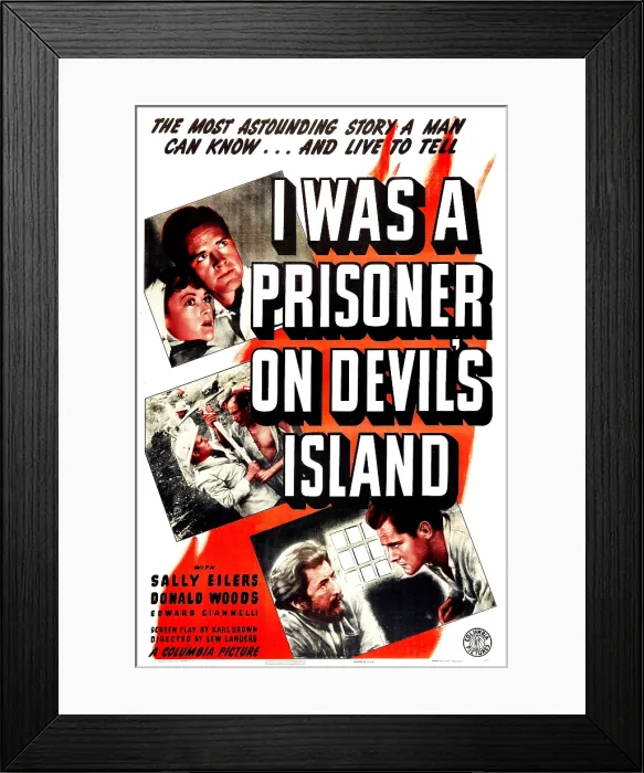 Framed Print : I WAS A PRISONER ON DEVIL'S ISLAND, US poster, top left from left: Sally Eilers, Donald Woods, 1941