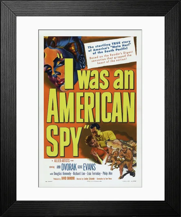 Framed Print : I WAS AN AMERICAN SPY, US poster, Ann Dvorak (top), 1951