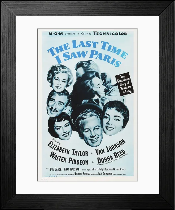 Framed Print : THE LAST TIME I SAW PARIS, US poster, from top left: Eva Gabor, Walter Pidgeon, Donna Reed, Van Johnson, Elizabeth Taylor, 1954 Framed Print : THE LAST TIME I SAW PARIS, US poster, from top left: Eva Gabor, Walter Pidgeon, Donna Reed, Van Johnson, Elizabeth Taylor, 1954