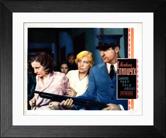 Framed Print : LADIES THEY TALK ABOUT, from left, Barbara Stanwyck, Helen Ware, Robert Warwick, 1933
