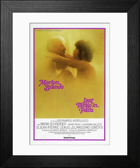 Framed Print : LAST TANGO IN PARIS, US poster, from left: Marlon Brando, Maria Schneider, US poster, 1972