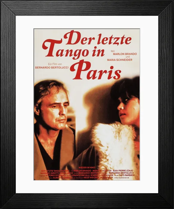 Framed Print : LAST TANGO IN PARIS, (aka DER LETZTE TANGO IN PARIS), German poster art, from left: Marlon Brando, Maria Schneider, 1972