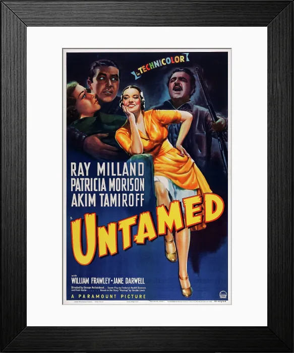 Framed Print : UNTAMED, US poster art, from left: Patricia Morison, Ray Milland, Akim Tamiroff, 1940 Framed Print : UNTAMED, US poster art, from left: Patricia Morison, Ray Milland, Akim Tamiroff, 1940
