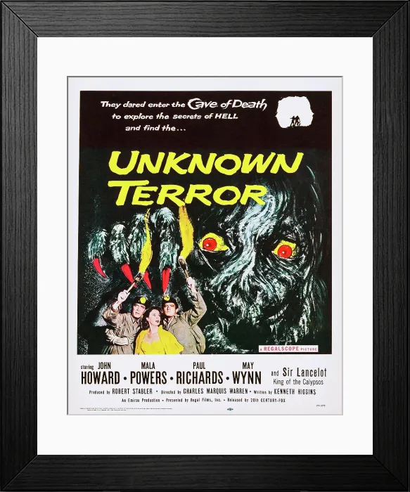 Framed Print : UNKNOWN TERROR, bottom center: Mala Powers on poster art, 1957, TM and Copyright 20th Century Fox Film Corp. All rights reserved. / courtesy Everett Collection