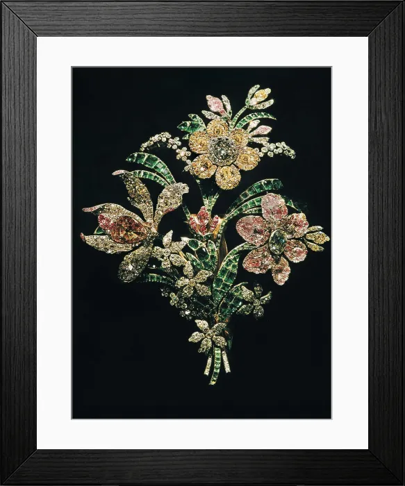Framed Print : The Great Bouquet, jewel made with diamonds and emeralds set in gold and silver. Jewelry. AISA / Everett Collection**US SALES ONLY**