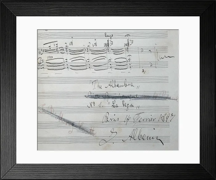 Framed Print : ALBENIZ, Isaac (1860-1909). Autographed score of the suite for piano 'La Vega' (1897) by Isaac Albeniz. SPAIN. Barcelona