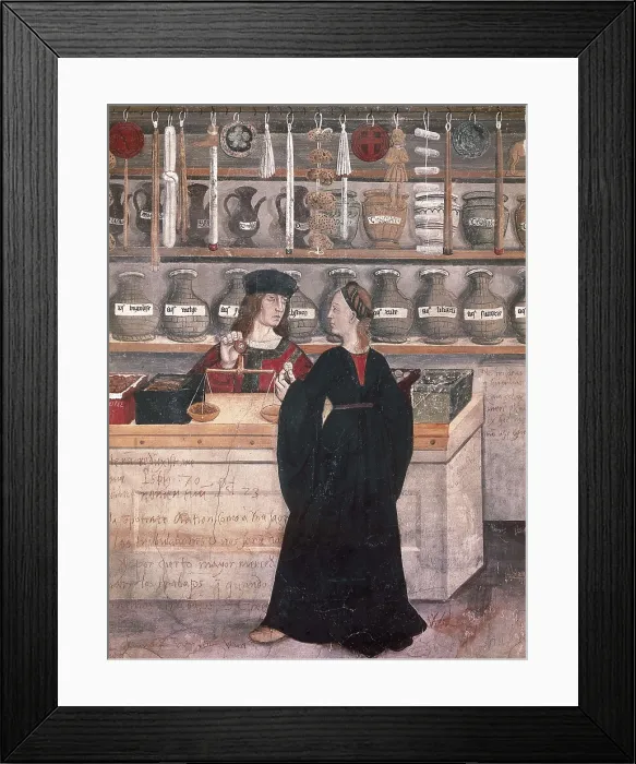 Framed Print : ITALY. Issogne. Issogne Castle. Pharmacy (15th c.). Renaissance art. Quattrocento. Fresco. AISA / Everett Collection**US SALES ONLY**