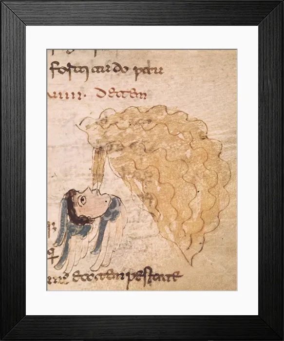 Framed Print : RABANUS, Maurus (c. 780 - 856). De Universo (9th c.). The Tempest. Romanesque edition of the original Carolingian manuscript. Romanesque art. Miniature Painting. ITALY. Cassino