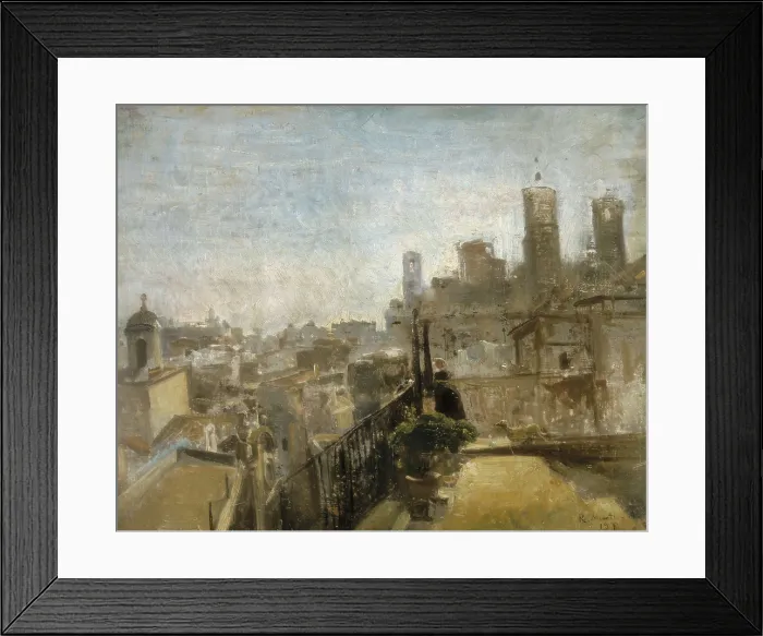 Framed Print : MARTI i ALSINA, Ramon (1826-1894). View of Barcelona from a terrace roof of Riera de San Juan. 1889. Modernism. Oil on canvas. SPAIN. Barcelona. National Art Museum of Catalonia Framed Print : MARTI i ALSINA, Ramon (1826-1894). View of Barcelona from a terrace roof of Riera de San Juan. 1889. Modernism. Oil on canvas. SPAIN. Barcelona. National Art Museum of Catalonia