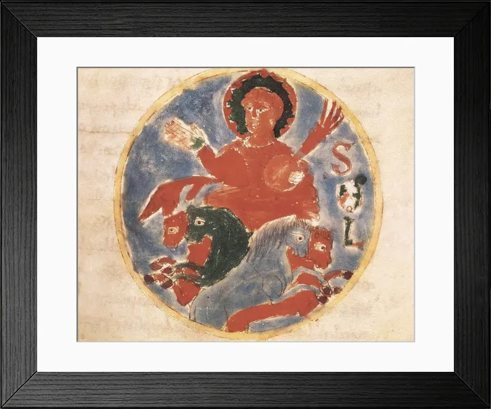Framed Print : RABANUS, Maurus (c. 780 - 856). De Universo (9th c.). Sun. Romanesque edition of the original Carolingian manuscript. Romanesque art. Miniature Painting. ITALY. Cassino