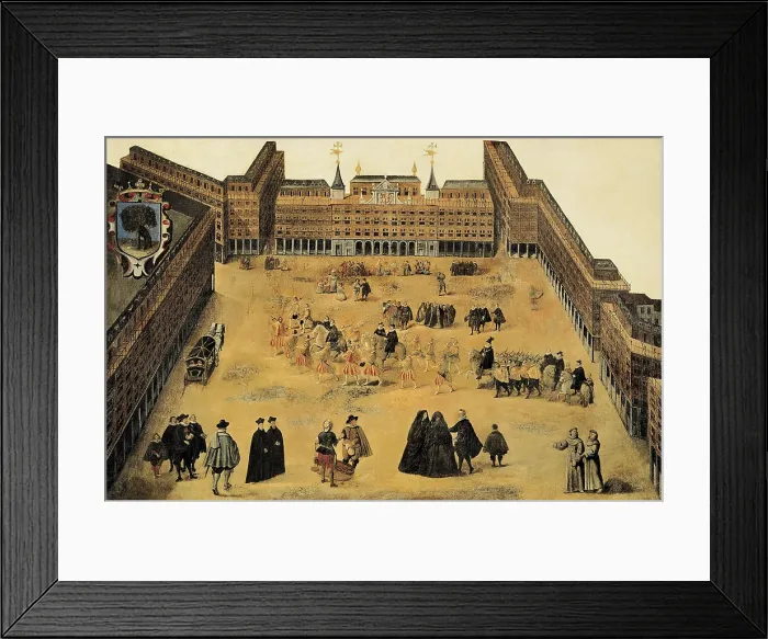 Framed Print : Perspective of the Plaza Mayor (Main Square). 1618. Anonymous from Madrid. Oil on canvas. SPAIN. Madrid. Municipal Museum. AISA / Everett Collection**US SALES ONLY**