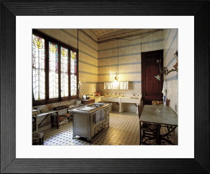 Framed Print : DOMENECH I MONTANER, Lluis (1850-1923). Navs House. 1901-1907. SPAIN. Reus. Navs House. Kitchen, made in marble and ceramic. Modernism. Architecture
