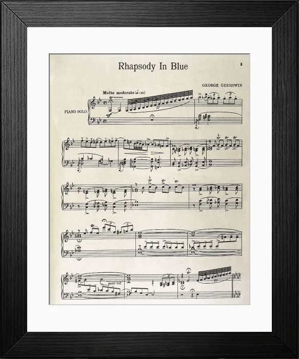 Framed Print : GERSHWIN, George (1898-1937). 'Rhapsody In Blue' for piano and orchestra. Score of the adaptation for piano solo. AISA / Everett Collection**US SALES ONLY**
