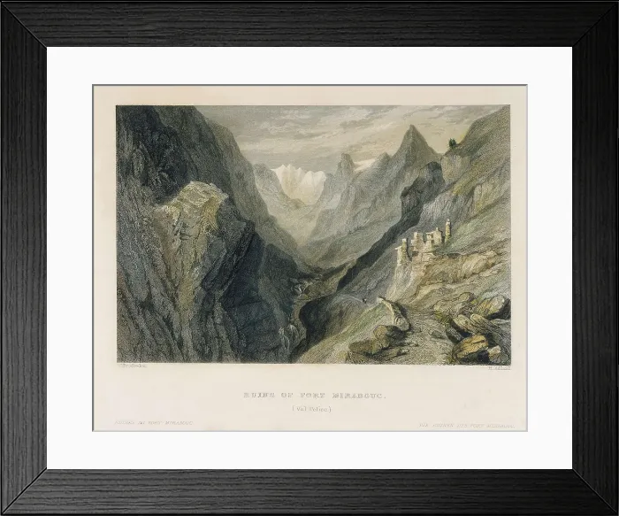 Framed Print : Alps. Ruins of fort Mirabouc in Pelice valley, by William Brockedon. Engraving. AISA / Everett Collection**US SALES ONLY**